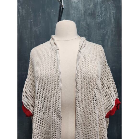 Lane Bryant Swimsuit Cover Up Summer Cardigan Size 14/20 Stripe Crochet Hooded - Picture 2 of 10
